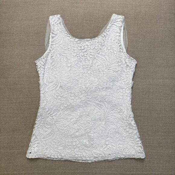 Venus White Fairy Grunge Y2K Fitted Lace Tulle Stretch Tank Top XS Cottage Boho - Picture 4 of 6
